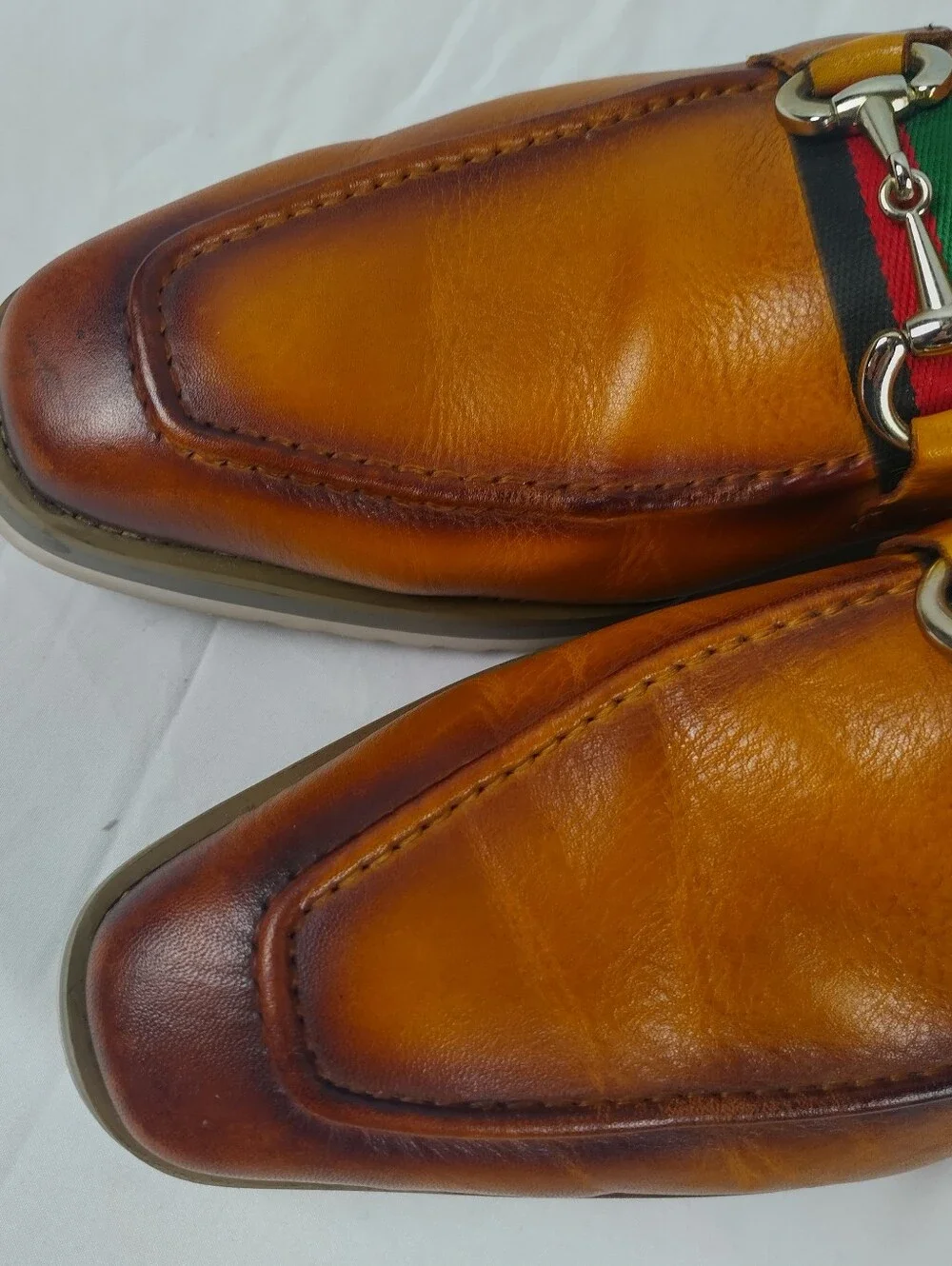 Maison Forte Mens Size 11 Vienna Leather Bit Dress Loafers Cognac Gress Loafers